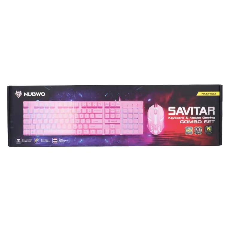 คีบอร์ดมีไฟ เมาส์มีไฟ NUBWO Savitar NKM-623 Keyboard Mouse Combo