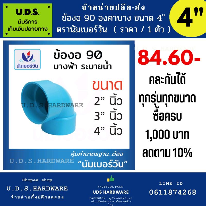ข้อต่อพีวีซี ขนาด 4" ตรานัมเบอร์วัน no.1 ราคา/ตัว ขายส่งข้อต่อพีวีซี ข้อต่อพีวีซี ข้อต่อระบายน้ำ เลือกชนิดด้านล่าง