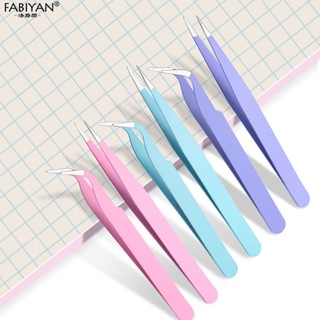 Fabiyan แหนบสเตนเลส สีมาการอง  แหนบคีบ ที่คีบ แบบปากตรง และ ปากงอ