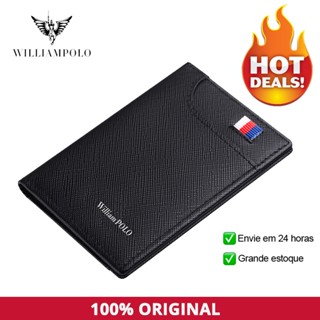 WILLIAMPOLO Men&amp;#39;s Wallet 6 Card Holders Purse For Men Leather Luxury Credit Card Wallet Male Small Purse Gift For Hu