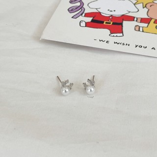 [พร้อมส่ง] ต่างหู Pearl deer stud ✨ Silver 925 ไม่แพ้ไม่คัน 🎁 ห่อของขวัญฟรี