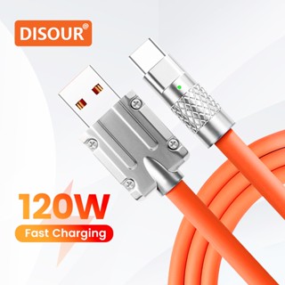 Disour สายชาร์จ USB Type-C โลหะ 120W ชาร์จเร็ว พร้อมที่จัดระเบียบสายเคเบิล สําหรับ Micro Type-C