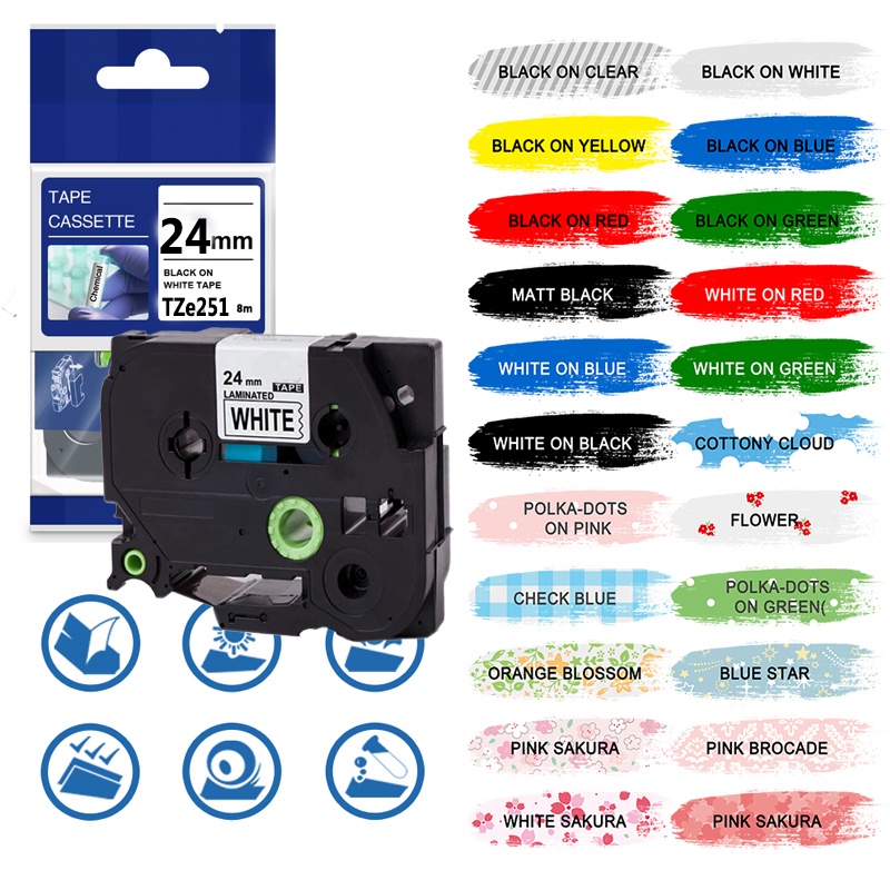 ใช้งานร่วมกับ Brother P-Touch TZ tape label tape 24mm tze-151 tze-251 tze-451 tze-551 tze-651 tze เท