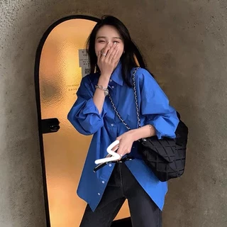 Cicishop(2165)เสื้อเชิ้ตทรงoversize เนื้อผ้าดีทรงสวยใส่แมทช์ง่ายสไตล์เกาหลีสุดๆ