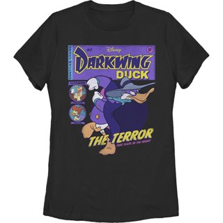 Womens Comic Book Cover Darkwing Duck Shirt เสื้อยีด เสื้อคู่รัก เสื้อขาว