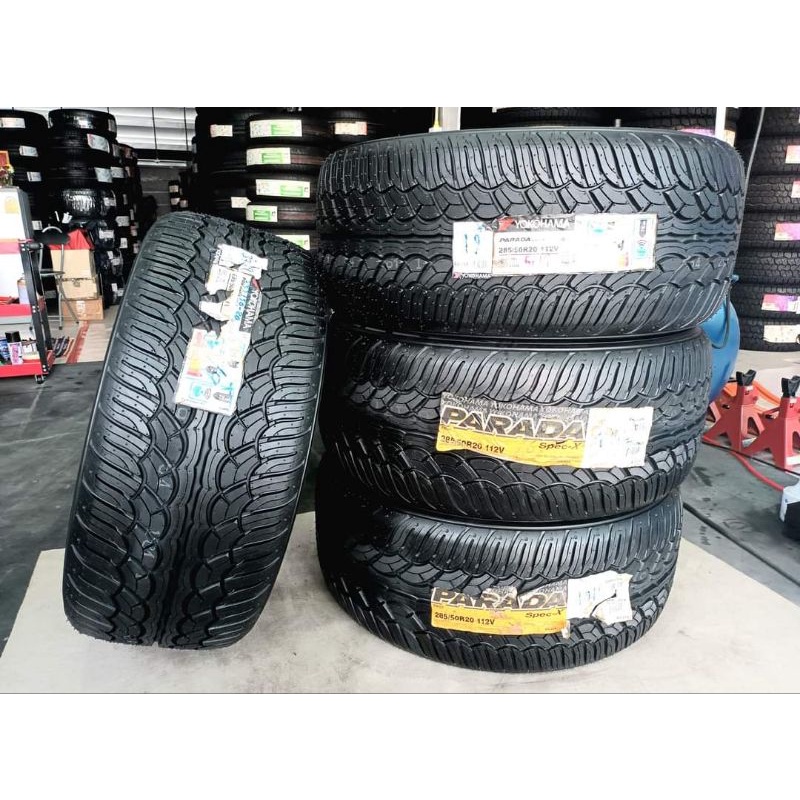 ยางใหม่ค้างปี 285/50R20 Yokohama Parada Spec-x(Japan) ผลิตปี 2016,2019 พร้อมจุ๊บลมแปซิฟิก 4 ตัว จัดส