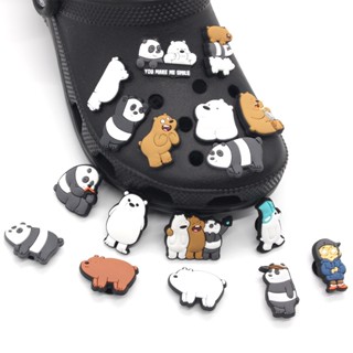 Bare Bear Croc Jibbits Charm น่ารัก แพนด้า อุปกรณ์เสริมรองเท้า จี้หมีขาว เข็มกลัด Jibitz สําหรับผู้หญิง ตกแต่งรองเท้า