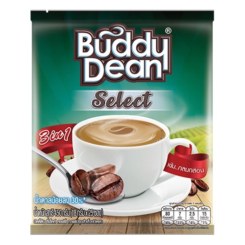 Buddy Dean 3in1 Coffee กาแฟบัดดี้ดีน 3in1 18กรัม x 25ซอง (เลือกสูตร)