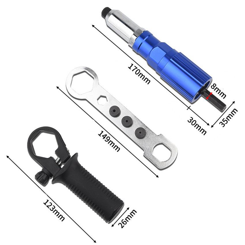 หัวย้ำรีเวท สำหรับสว่านไฟฟ้า หัวต่อสว่านแปลงเป็นหัวยิงรีเวท (Rivet Gun Adapter) อแดปเตอร์ต่อสว่านยิงรีเวท ตัวยิงรีเวท