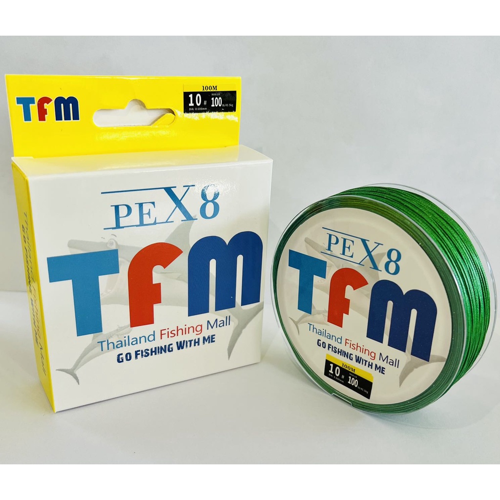 1-2 วัน (ส่งไวมากแม่) TFM X8 100M สายPE ถัก 8 -สีฟ้า -สีเขียว -สีเทา เหนียว ทน ยาว 100 เมตร【Super Thailand】