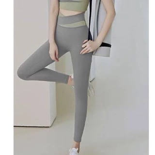 (S-3XL) กางเกงโยคะขายาว สีทูโทน กางเกงเลกกิ้ง กางเกงออกกำลังกายผู้หญิง รุ่น YOGA-044