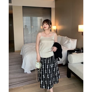 CiCi Plus+ SALE(3030)สายเดี่ยวซาติน ใส่สบายจับแมทซ์กางเกงอะไรก๋ดีงามสาวอวบ plus-size