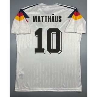 เสื้อบอล ย้อนยุค ทีมชาติ เยอรมัน 1990 เหย้า Retro Germany Home พร้อมเบอร์ชื่อ 10 MATTHAUS แชมป์บอลโลก World Cup Champion