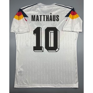 เสื้อบอล ย้อนยุค ทีมชาติ เยอรมัน 1990 เหย้า Retro Germany Home พร้อมเบอร์ชื่อ 10 MATTHAUS แชมป์บอลโลก World Cup Champion