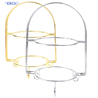 Erck&gt; ใหม่ ชั้นวางเค้ก ผลไม้ ขนมหวาน โลหะ สองชั้น ทรงโค้ง สีทอง สําหรับตกแต่งงานปาร์ตี้