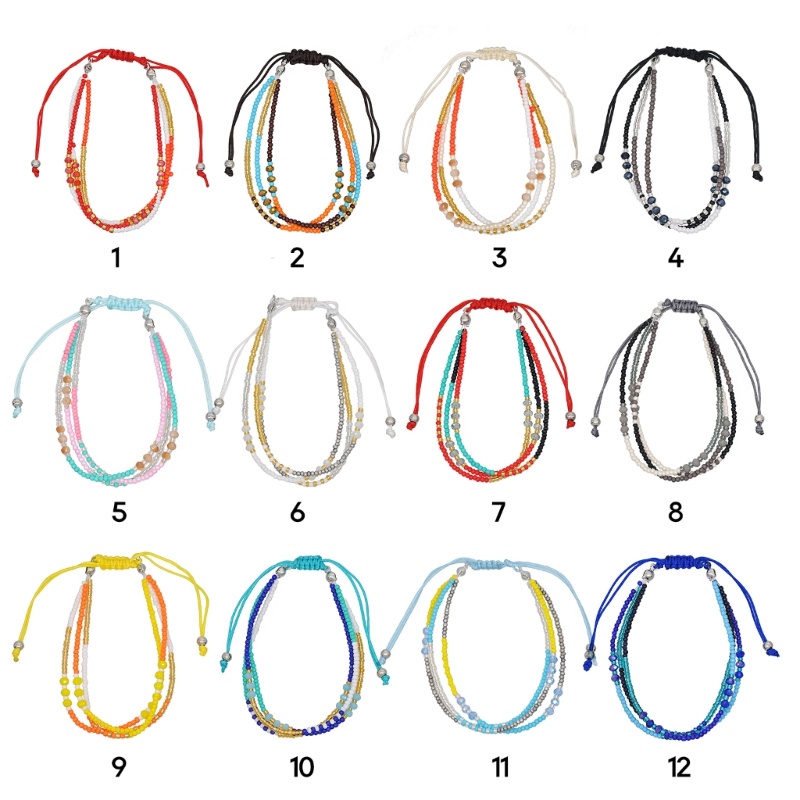 ครา สร้อยข้อมือลูกปัดคริสตัลหลากสีสร้อยข้อมือเชือกถักโบฮีเมียนสําหรับเด็กผู้หญิง