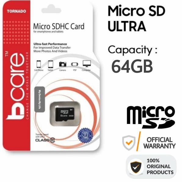 Bcare Micro SD 64GB การ์ดหน่วยความจํา MicroSD HC Class 10 100Mbps