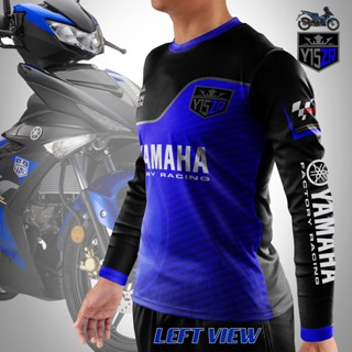 Baju moto เสื้อยืดแขนยาว เปิดไหล่ ลาย y15zr yamaha my blue