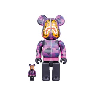 ใหม่พร้อมส่ง ของแท้ BE@RBRICK x Bape Play Camo Shark Purple 400% + 100%