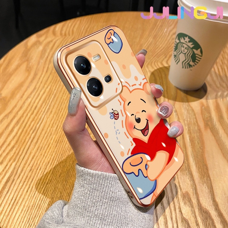 เคสโทรศัพท์มือถือ ซิลิโคนนิ่ม ป้องกันกล้อง กันกระแทก ลายการ์ตูนหมีพูห์ หรูหรา สําหรับ vivo V25 5G V25 Pro 5G