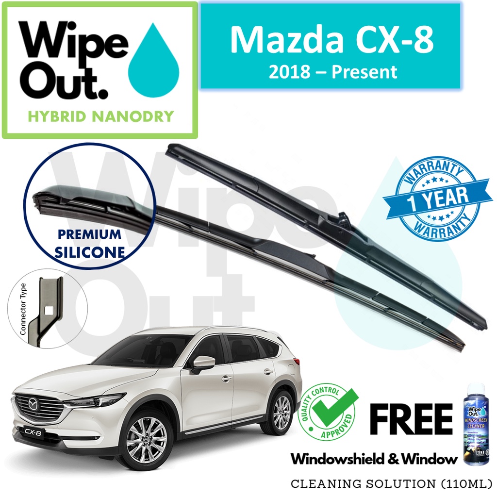 [PREMIUM] Mazda CX-8 / CX8 2018 - Present WipeOut HYBRID NANODRY SILICONE Wiper (ชุดหน้า)
