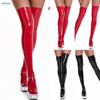 【HODRD】Socks Stage Stockings Thigh High Wet Look Costumes Legging Lingerie PVC【Fashion】