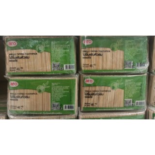 เอโร่ ไม้จิ้มฟัน หัวร่ม บรรจุ 46กรัม ยกแพ็ค 12ห่อ ARO BAMBOO TOOTHPICKS