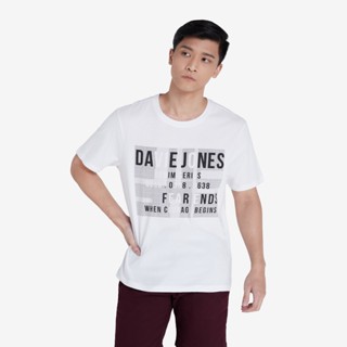 DAVIE JONES เสื้อยืดพิมพ์ลาย สีขาว ทรง Regular Fit Graphic Print T-Shirt in whiteTB0210WH bh