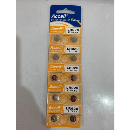 พร้อมส่ง> ถ่านกระดุม Accell LR920   จำหน่ายยก 1แผง มี 10ก้อน แท้ 💯%