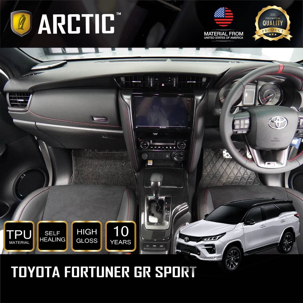 Toyota Fortuner GR Sport ฟิล์มกันรอยรถยนต์ภายในรถ PianoBlack / จุดเสี่ยงภายนอก - by ARCTIC (โปรดระบุ
