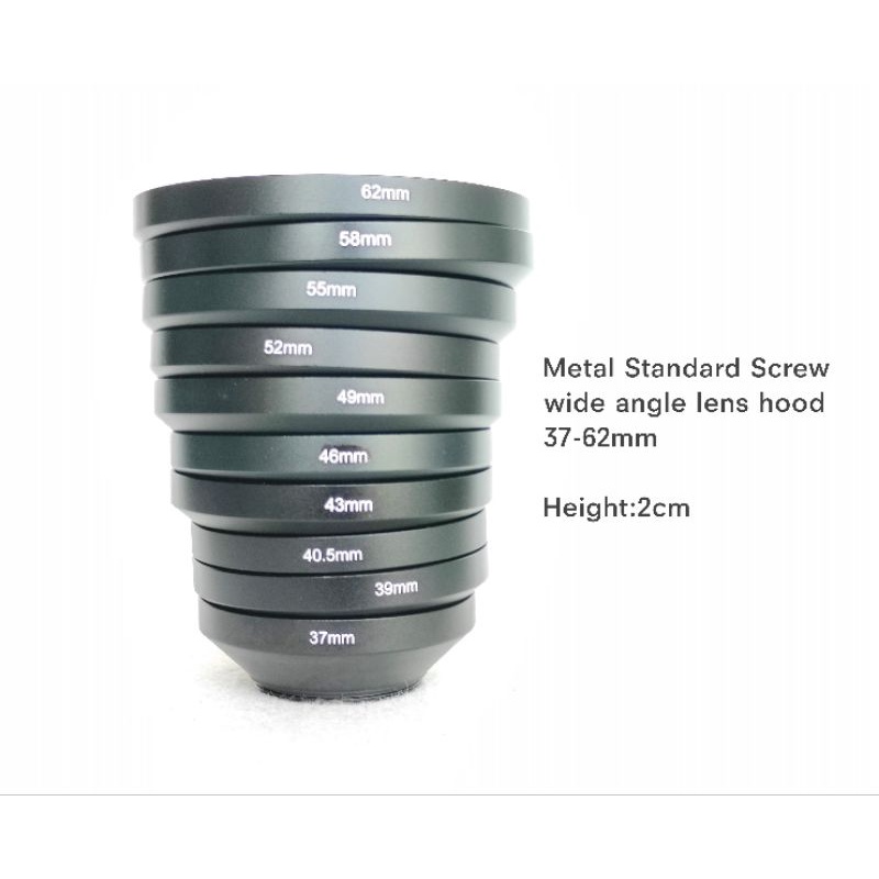 Hood Wide-Angle Metal 37/39/40.5/43/46/49/52/55/58/62 Screw in