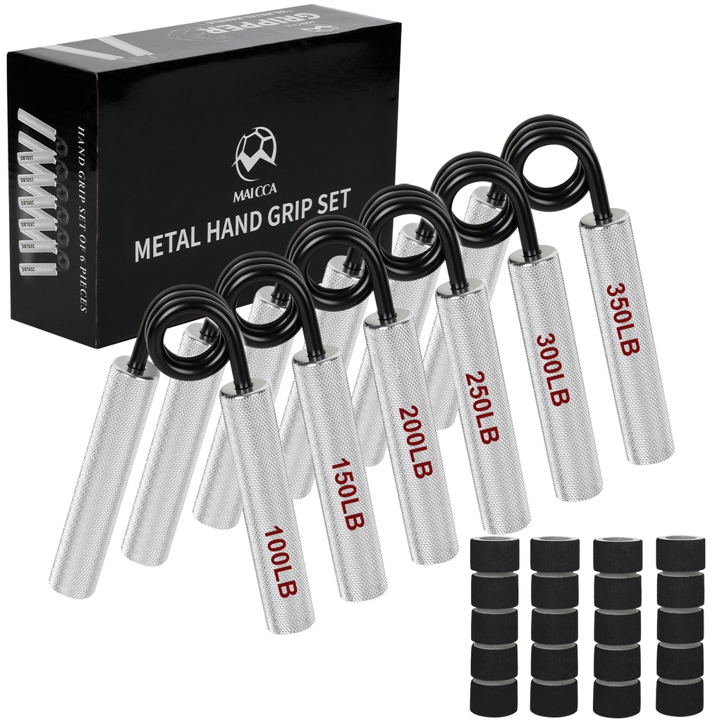 Hand Grip Strengthener 100LB - 350LB 6 แพ็คฟิตเนสโลหะ Hand Grip ชุดไม่มีลื่น Heavy-Duty Grip Strength Trainer ข้อมือการฟื้นฟูสมรรถภาพ Developer & Forearm Hand Exerciser Home Gym