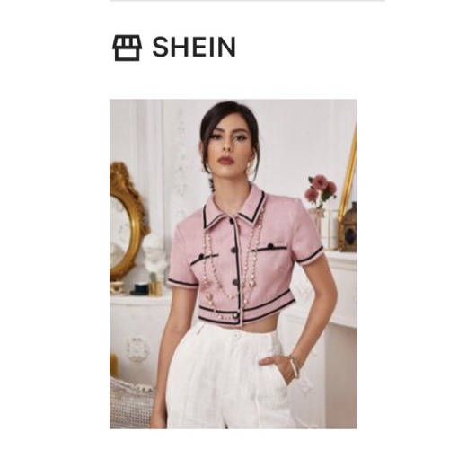 เสื้อทรงครอป shein สีขมพู Shopee Thailand