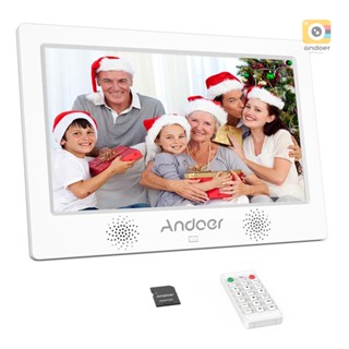 Andoer กรอบรูปดิจิทัล 10.1 นิ้ว ความละเอียด 1024*600 หน้าจอ TFT-LED รองรับปฏิทิน นาฬิกาปลุก นาฬิกาปลุก รูปภาพ เพลง วิดีโอ พร้อมรีโมตคอนโทรล การ์ดหน่วยความจํา 8GB