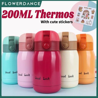 200มิลลิลิตรขวดฉนวนมินิขวดน้ำร้อน Thermocup สูญญากาศน่ารักแก้วสแตนเลสเด็กป้องกันการรั่วขวดน้ำ Flowerdance