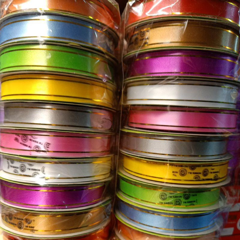 ริบบิ้นขอบทอง#3=18มิล25หลา,#9=30มิล50หลา(TW)