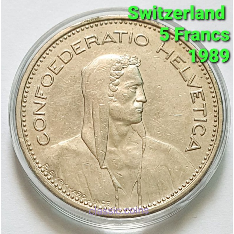 เหรียญ 5 Francs Switzerland 1989 "Confoederatio Helvetica"