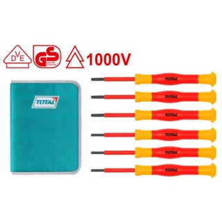 TOTAL ชุดไขควงหุ้มฉนวน 6 ตัวชุด รุ่น THKIPSD0601  Insulated Precision Screwdriver Set)