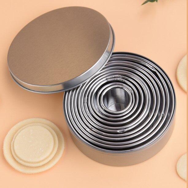 พิมพ์กดคุ้กกี้ รูปวงกลมเซ็ต12ชิ้น ทำจากสแตนเลส430 พิมพ์กดขนม พิมพ์กด