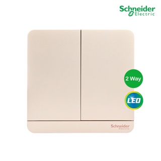 Schneider Electric E8332L2LED_WG_G5 สวิตช์ไฟสองทาง 2 ช่อง มีไฟ LED switch, 16AX, 250V, 2 Way, LED สีทอง รุ่น AvatarOn E