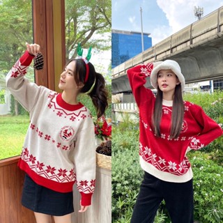 chuuchop_พร้อมส่ง(C2270)🎄☃️❄️Father Christmas sweater เสื้อสเวตอเตอร์ไหมพรมคริสมัส มี2สี