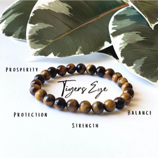 AAAA Quality Natural Yellow Tiger eye Bead Bracelet, Round Beaded Healing Crystal Bracelet Men Women Stretchy Bracelet