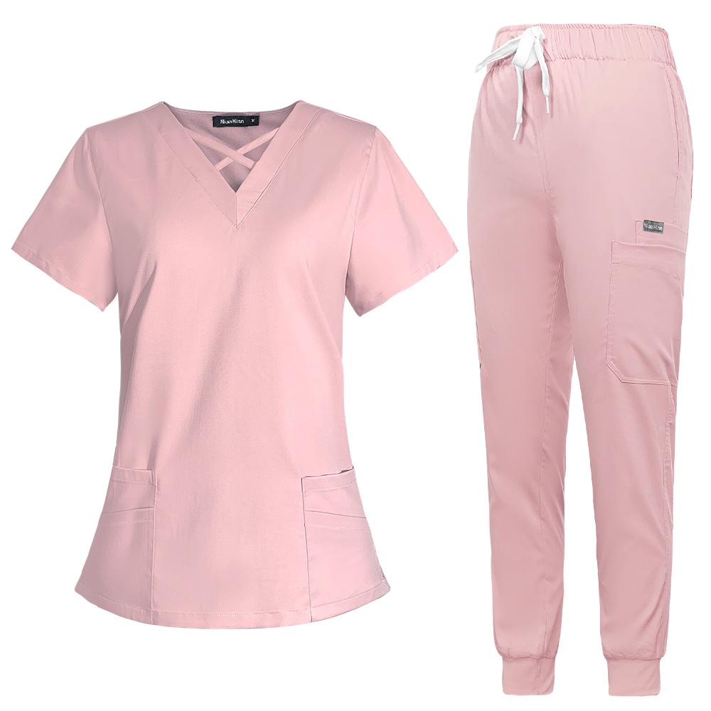 Wholesale Price Joggers Scrubs Set for Women Pet Hospital Uniform Solid Color Scrub Suits Surgical G