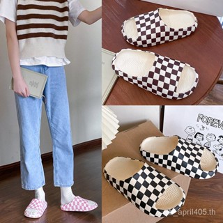 [พร้อมส่ง] รองเท้าใส่ในบ้าน รองเท้าแตะน่ารัก ลายตารางหมากรุก เทรนด์แฟชั่นในดวงใจของสาวๆ SE7102