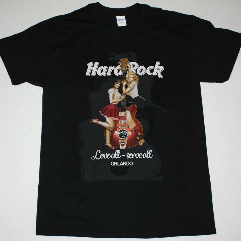 Hard Rock Love All Serve All Orlando Gildan พิมพ์เสื้อยืดผู้ชายผ้าฝ้าย 100% พลัสขนาด #2