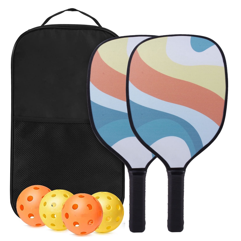 พาย Pickleball Pickleball ชุด 2 ไม้พรีเมี่ยม 4 ลูกดองพกพากระเป๋า Pickleball Rackets กับ Ergonomic Cushion Grip สําหรับผู้ชายผู้หญิง