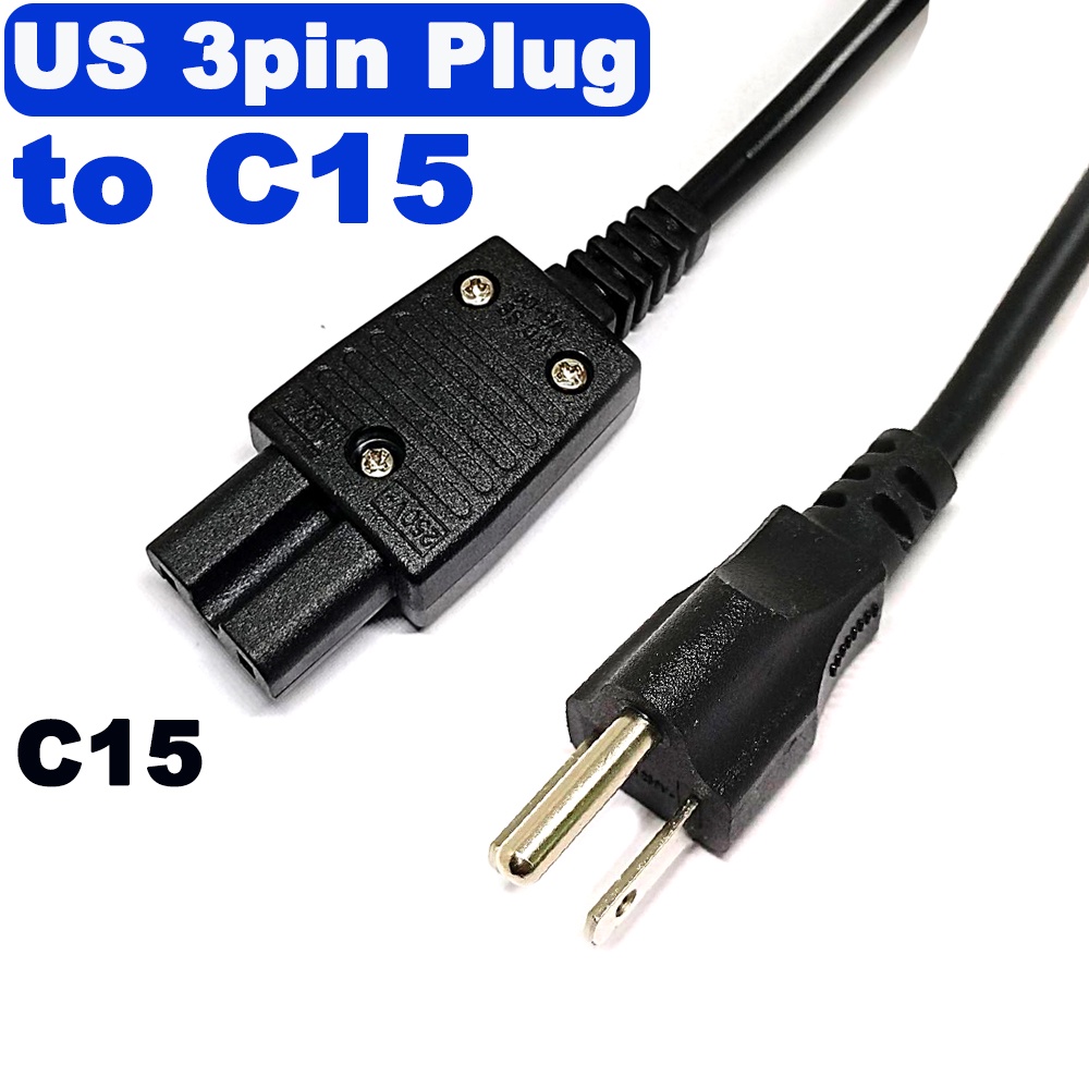 USA 3 Prong to C15 Power Cord, US 3pin Plug Male to IEC320 C15 Female Power Extension Cable Cord,10A