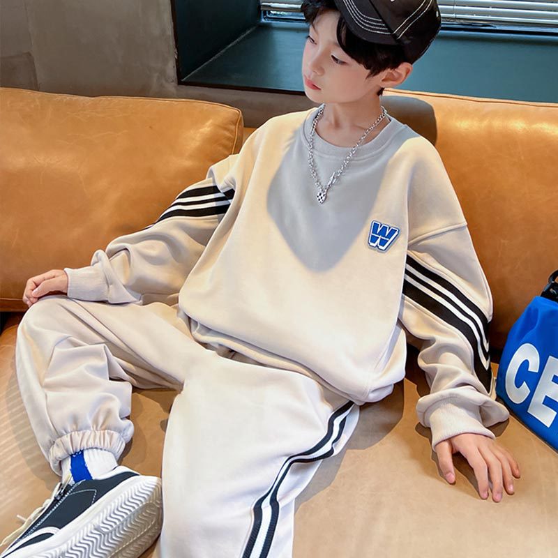 [ML] ใหม่ ชุดกีฬา เสื้อสเวตเตอร์ กางเกงวอร์ม ลําลอง ขนาดใหญ่ 120-170 ซม. แฟชั่นฤดูใบไม้ผลิ ฤดูใบไม้ร่วง สําหรับเด็กผู้ชาย