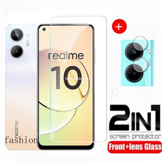 2 in 1 ฟิล์มกระจกนิรภัยกันรอยหน้าจอ เลนส์กล้อง ด้านหลัง แบบเต็มจอ สําหรับ Realme 10 pro plus 10pro+ 10T 10S Realme10 Realme10T 4G 5G