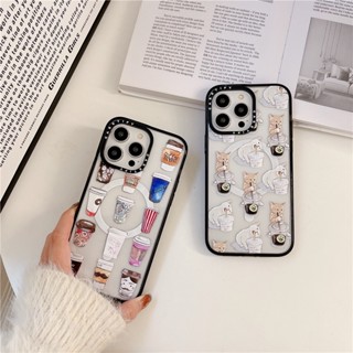 casetify【Coffee Cup kitten】เคสโทรศัพท์มือถืออะคริลิคใส ลายตัวอักษรแกะสลัก สําหรับ iPhone 11 12 13 Pro Max 14 Plus 14 Pro Max